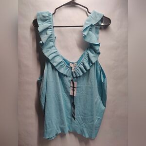 Sofia Jeans - BlueRuffle Sleeveless Knit Blous - New With Tags - Women's Size 5X
